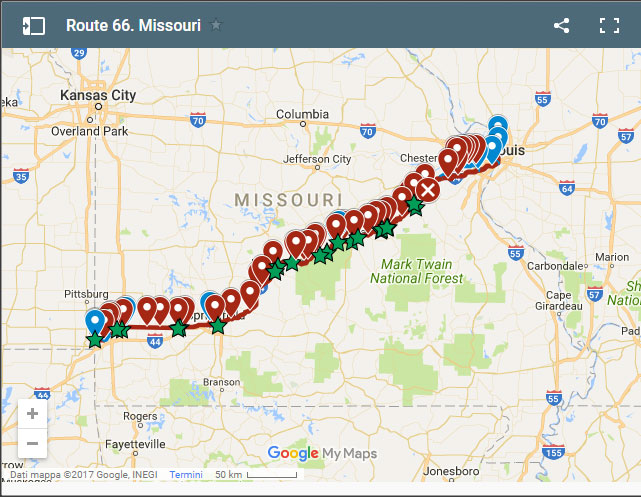 Route 66. Mappa Missouri | Franco Zefferi
